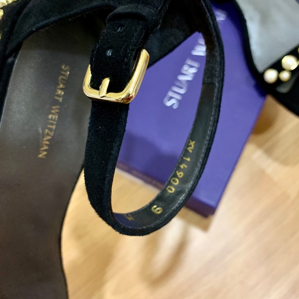 Stuart Weitzman Allpearls Suede Block-Heel Sandal - Picture 5 of 8